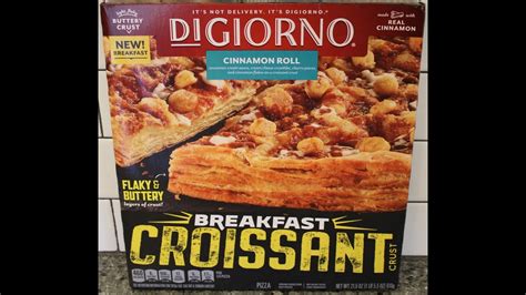 Digiorno Breakfast Croissant Crust Pizza Cinnamon Roll Review Youtube