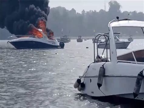 Watch How Luxury Boat Catches Fire Near Alibag Visuals Of Smoke In Sea