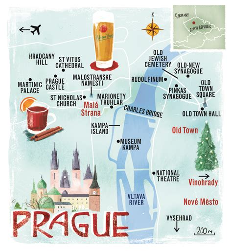 Prague Map By Scott Jessop December 2013 Issue Prague Travel Czech