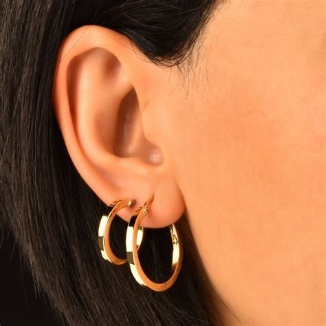 14k Gold Hoop Earrings 14k Hoop Earrings Solid Gold Hoops Yellow Gold