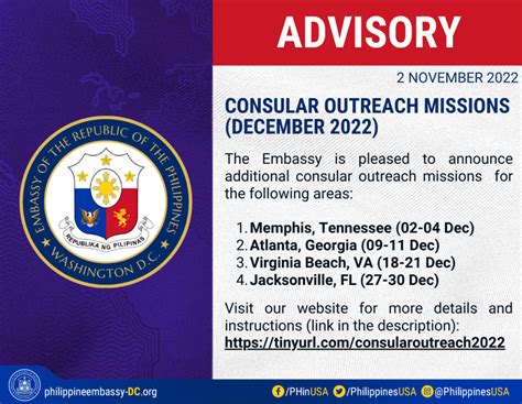 Consular Outreach Missions In December 2022 Embassy Of The Republic Of The Philippines