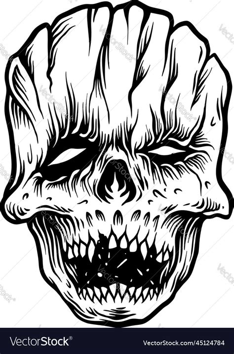 Zombie Face Mask Halloween Outline Royalty Free Vector Image