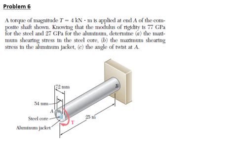 Solved Problem 6 A Torque Of Magnitude T 4 KNm Is Applied Chegg