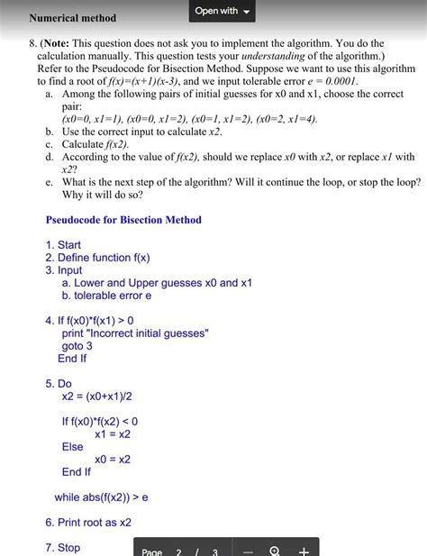 Answered Refer To The Pseudocode For Bisection Bartleby