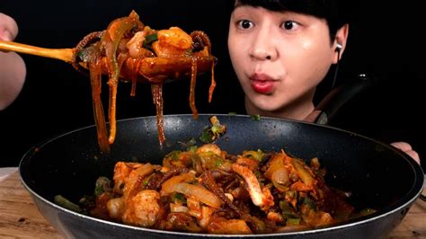 Asmr Mukbang Jobang Nak Gop Sae 🐙🥩🍤 And Buldak Stir Fried Noodles Mukbang 🍝😆 Eating Youtube