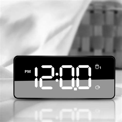 Led Mirror Alarm Clock Snooze Digital Table Clock Wake Up Light