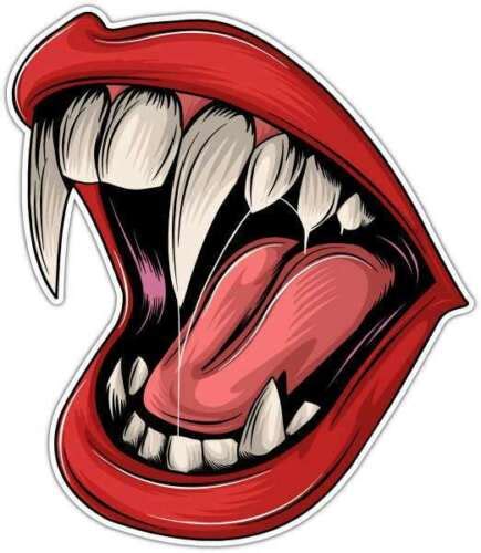 Vampire Mouth Fangs Teeth Devil Evil Car Bumper Vinyl Sticker Decal 4