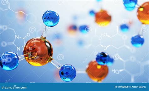 3d Illustration Of Molecule Model Science Background With Molecules And Atoms Stock