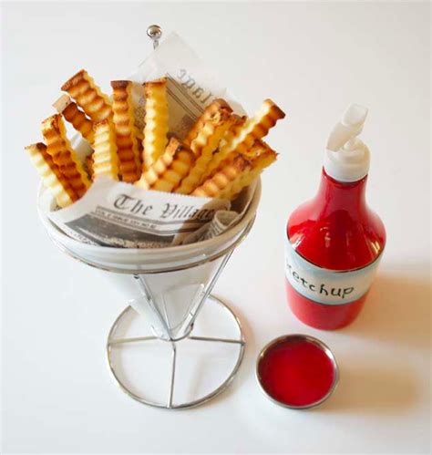 Crinkle Cut French Fry-Shaped Cakes with Raspberry Ketchup