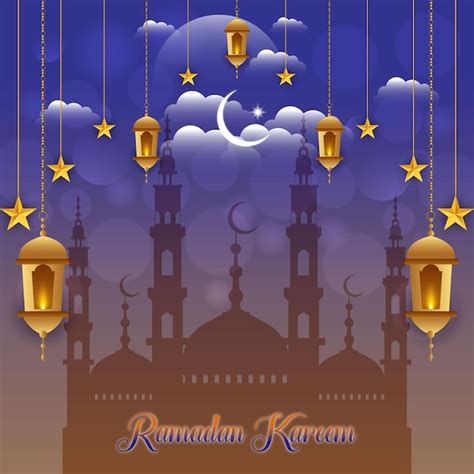 Premium Vector Beautiful Shiny Islamic Ramadan Kareem Illustration