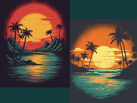 Retro Sunset PNG, Retro Vintage Sunset, Retro Sunset Design Bundle Set ...