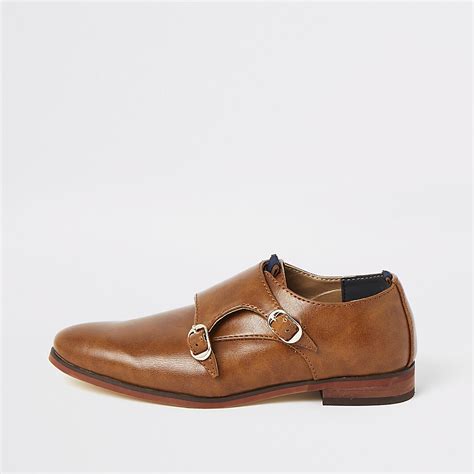 Boys Brown Monk Strap Shoes River Island