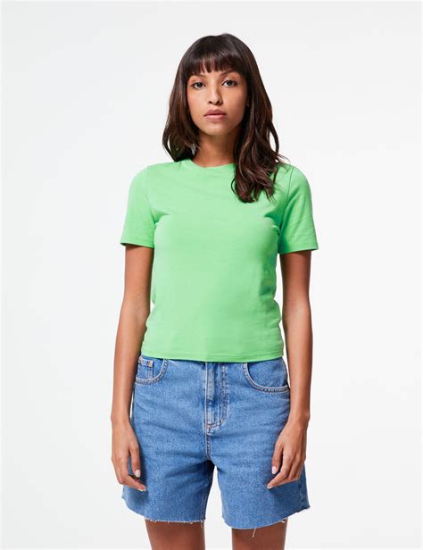 Tee Shirt Vert Basic Ajusté Femme • Jennyfer