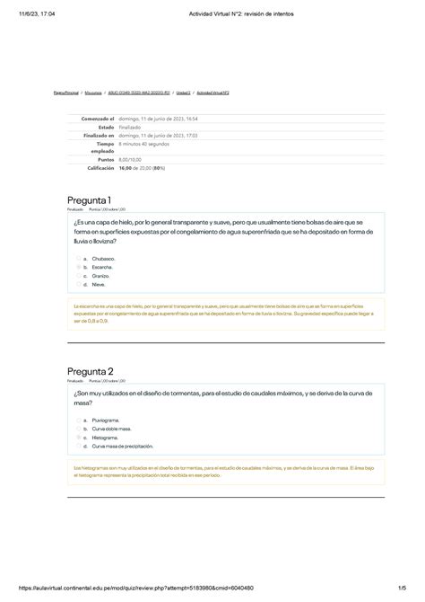 Actividad Virtual N Revisi N De Intentos P Gina Principal Mis