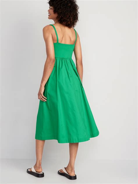 Fit Flare Combination Midi Dress Old Navy