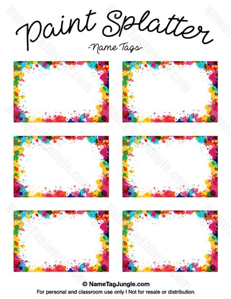 Printable Paint Splatter Name Tags