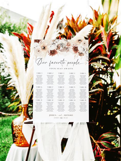 Boho Seating Chart Wedding Template Table Seating Chart Take Etsy