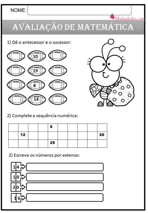 AVALIAÇÃO DE MATEMÁTICA 1º ANO