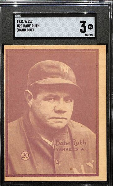 Lot Detail 1931 W517 Babe Ruth 20 Hand Cut Graded SGC 3