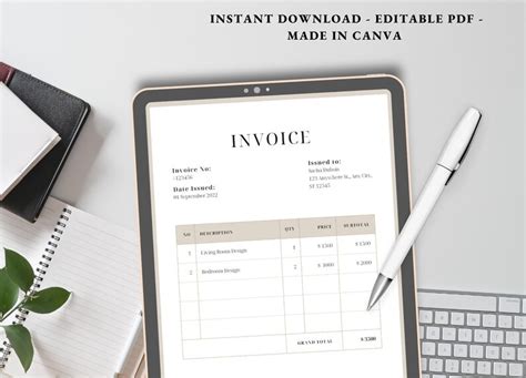 Business Invoice Invoice Template Editable Invoice Printable Invoice