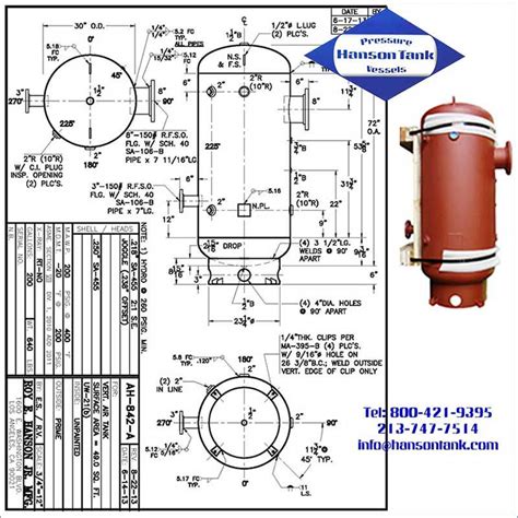 AH842A 200 Gallon Air Tank With Flanges Hanson Tank Asme Code