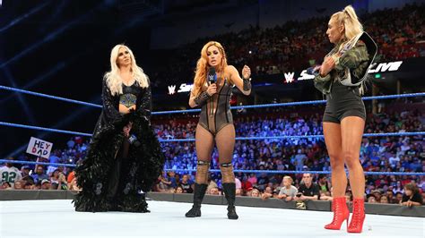 Charlotte Flair Becky Lynch And Carmella Come Face To Face Smackdown