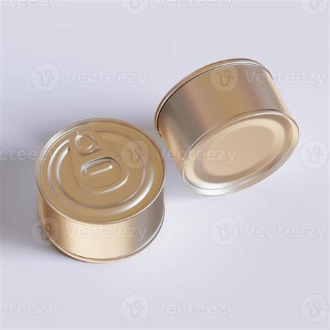 White Blank Tin Can Gold Metal Tin Can With Key Canned Food Isolated