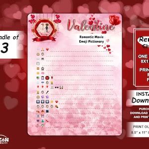 Romantic Movie Emoji Pictionary 3 Games / Valentine's Day Emoji ...