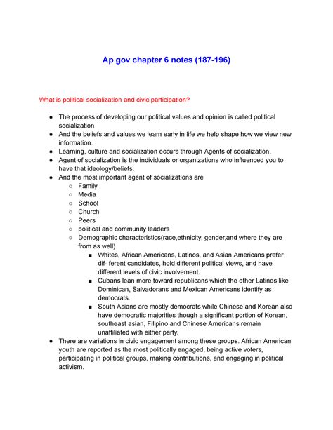 Ap gov notes #2 - Here is the answer - Ap gov chapter 6 notes (187-196