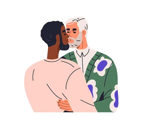 Premium Vector Gay Couple Kissing Hugging Two Happy Men In Romantic