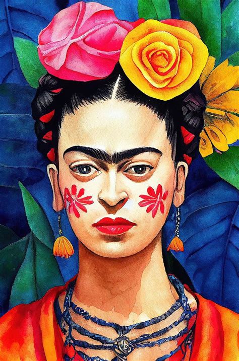 Canva Frida Kahlo Fondo Azul 80x120 Cm Leroy Merlin In 2024