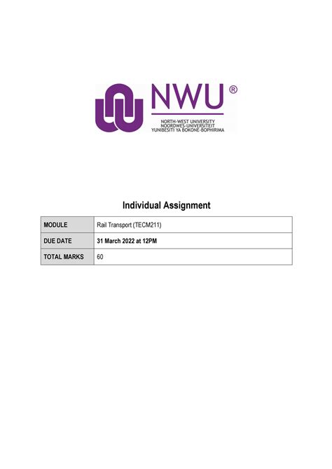 TECM211 Individual Assignment Individual Assignment MODULE Rail