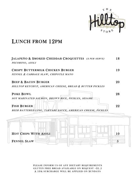 Menu - The Hilltop Store
