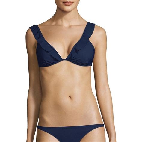 Tory Burch Navy Flounce Bikini Top TOP ONLY Worn A Depop