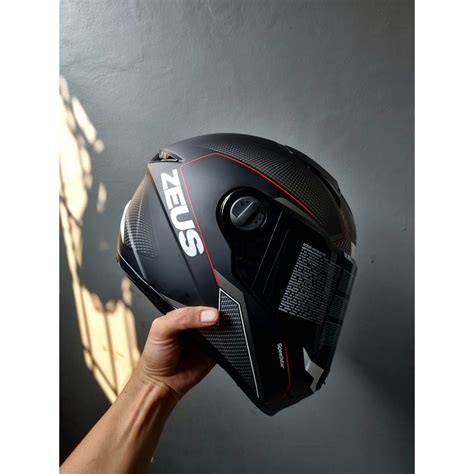 Jual ZEUS ZS 811C MBLK AL6 WHI RED DOFF FULL FACE SINGLE FLAT VISOR