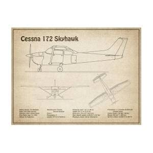 Cessna Skyhawk Airplane Blueprint Drawing Plans Ad Poster By