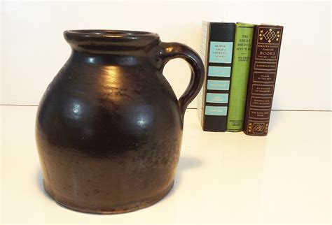 Rustic Brown Jug Pottery Brown Jug Vintage Hand Made Jug Brown