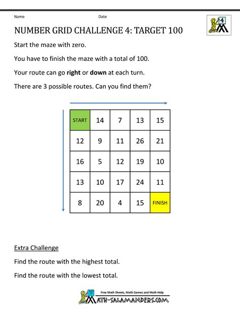 Free Math Puzzles 4th Grade