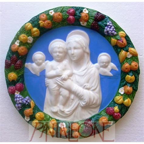 Placca Ceramica Madonna E Bambino Cm Pantaleone