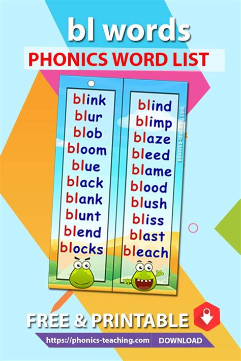 Bl Words Consonant Blend Word List For The Bl Sound With Pictures