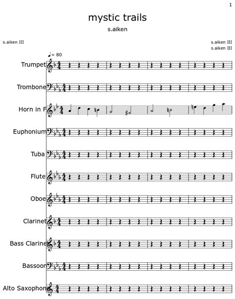 Mystic Trails Sheet Music For Trumpet Trombone Horn In D Euphonium