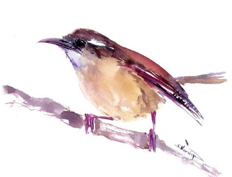 A Watercolor Painting Of A Bird Sitting On A Branch