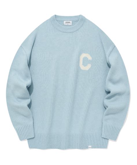 MUSINSA COVERNAT Middle C Logo Crew Neck Knit Sky Blue