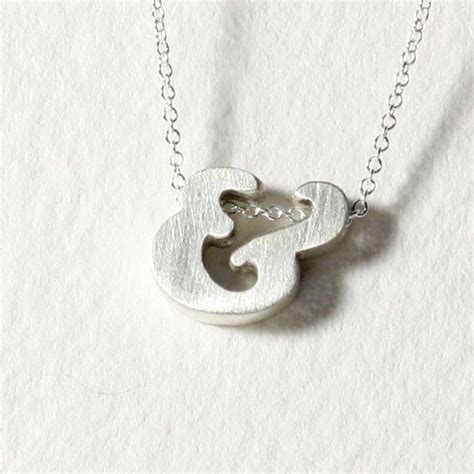 Block Ampersand Necklace Yes Please Necklace Initial Necklace Silver