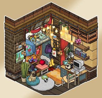 Student Habbo Bedroom Isometric Art Pixel Art Landscape Pixel Art