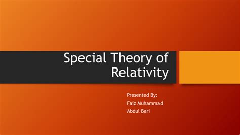 Special Theory Of Relativity