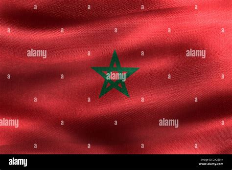 D Illustration Of A Morocco Flag Realistic Waving Fabric Flag Stock