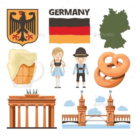 Travel Pictures Set Of Traditional German Objects School Art