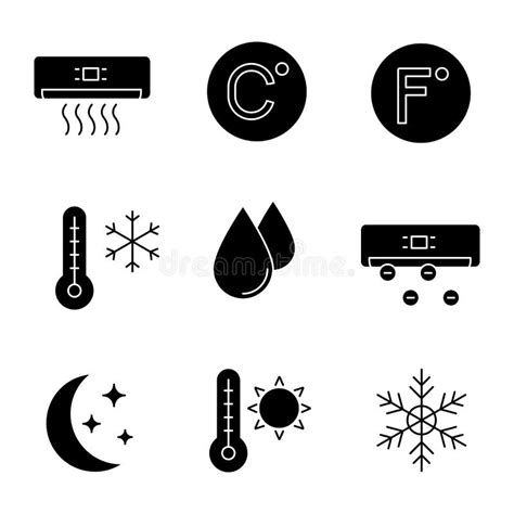 Air Conditioning Glyph Icons Set Stock Vector Illustration Of Glyph