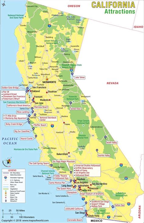 California Attractions Map Places To Go In California California